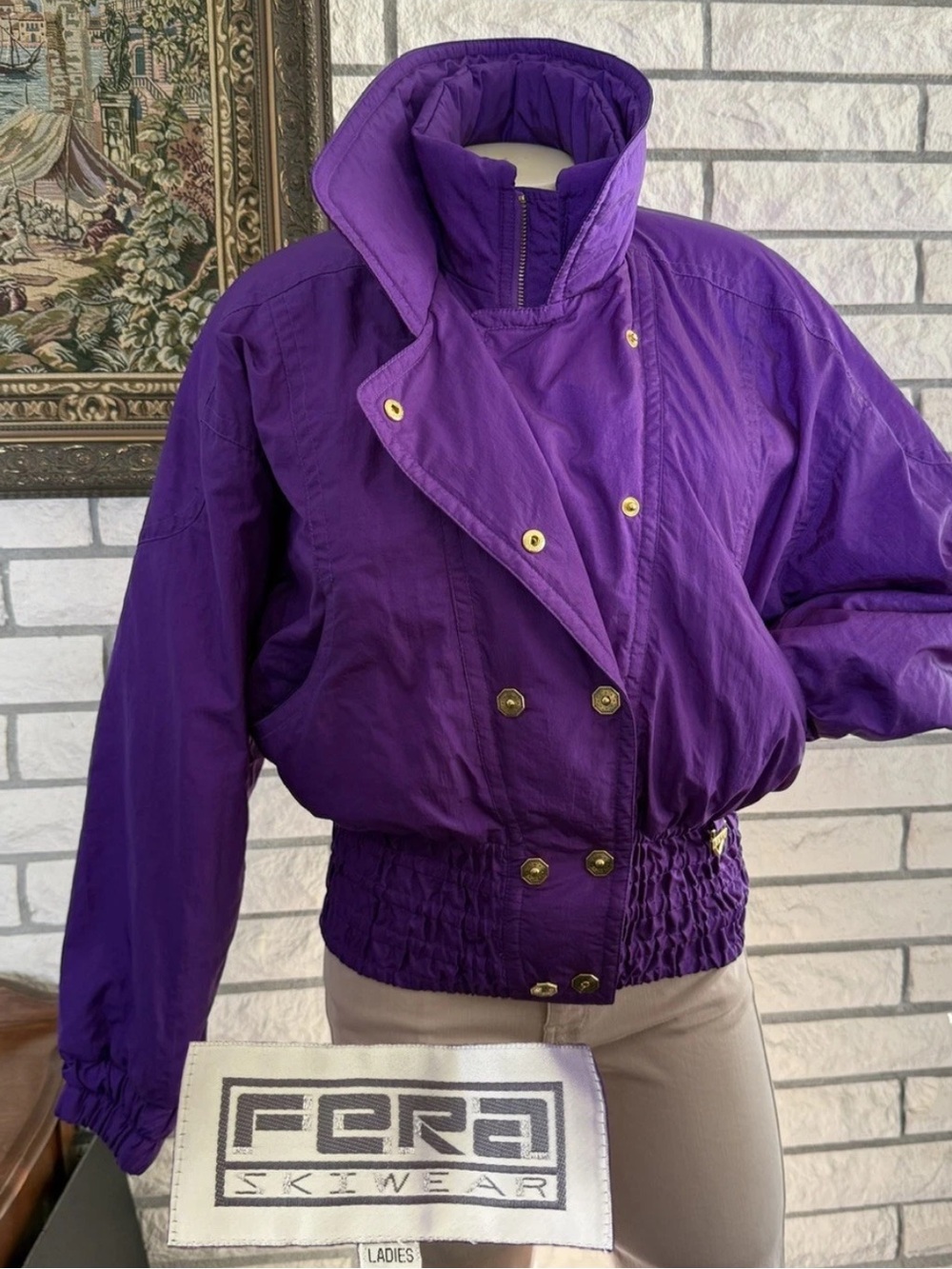 EUC Vintage FERA SkiWear Jacket 80’s 90’s Size 6 Purple Shimmer Gold Accents